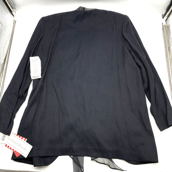 Vintage Michael Marcella Ltd Black Lace Padded Shoulder Flowy Jacket Women's L - Picture 11 of 11